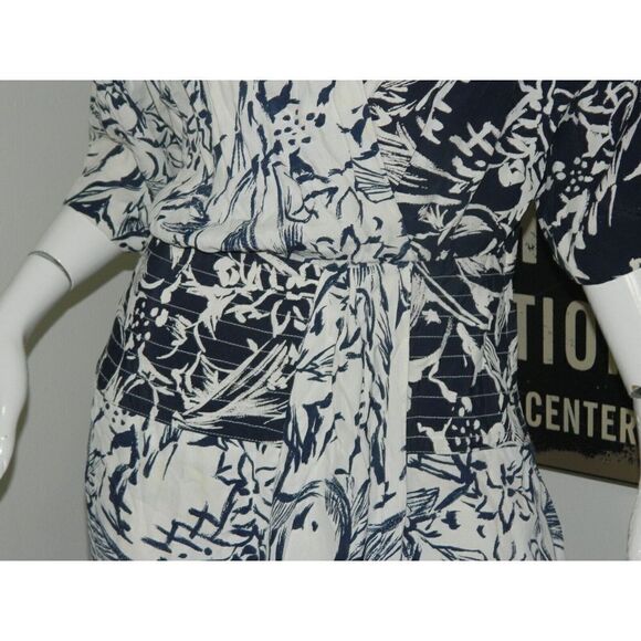 Barbara Barbara Dress Size Large Vintage‎ Blue White 80s Party Faux Wrap Dress - Picture 5 of 11